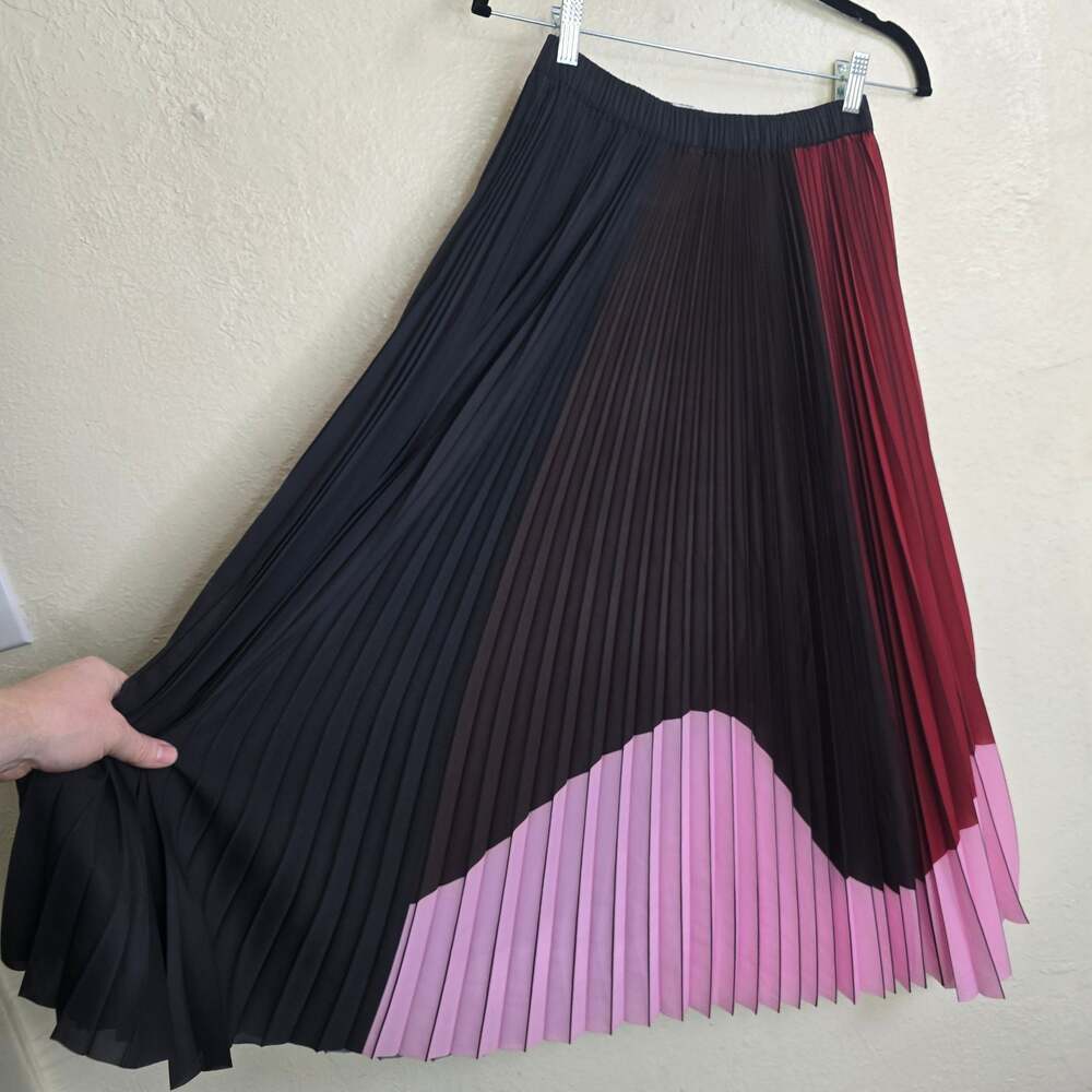 Psophia Vázquez de Castro Colorblock Pleated Midi Skirt Size 38/ US 6 - Picture 6 of 8